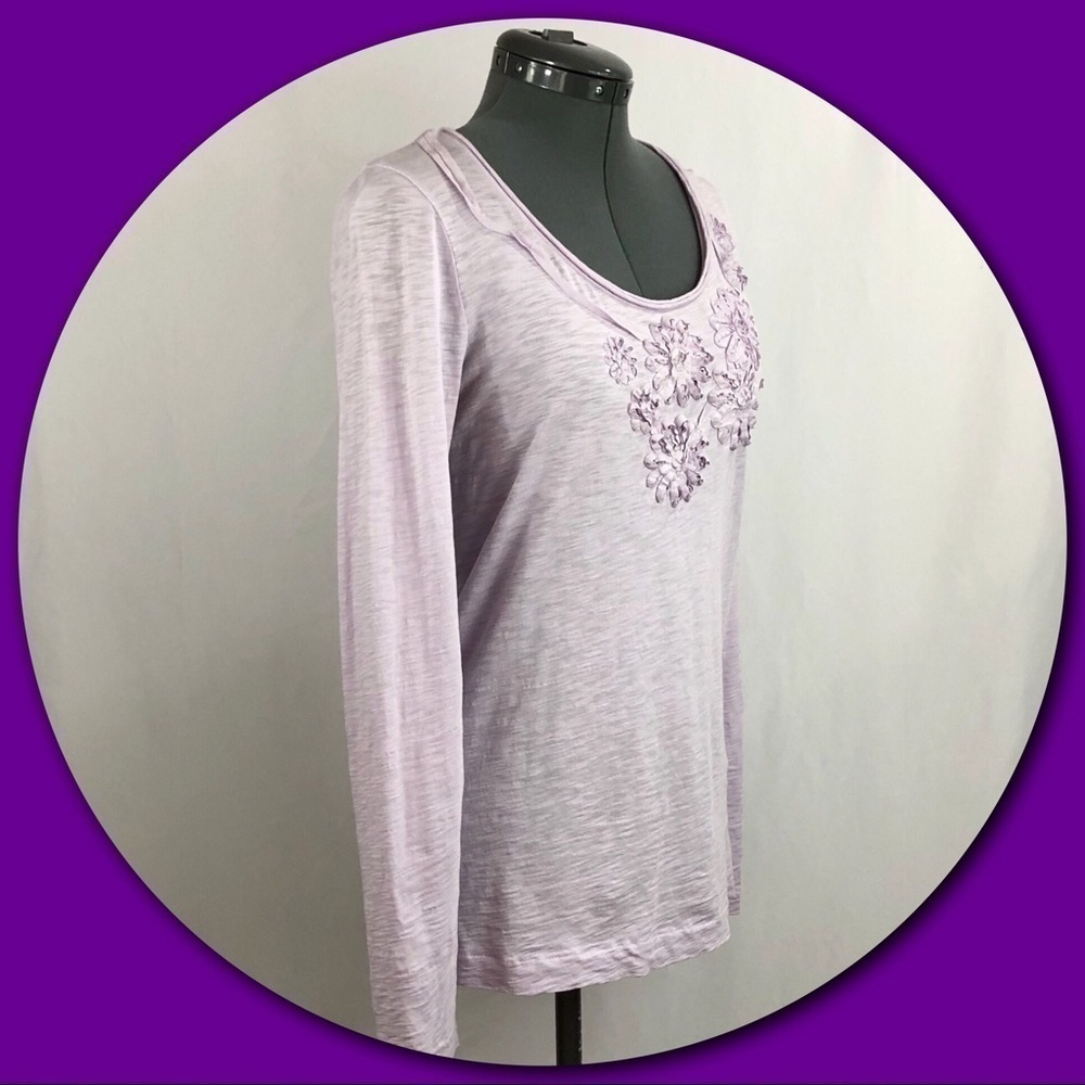 J. Crew T-Shirt Top with Ribbon Flowers Design - Picture 3 of 6